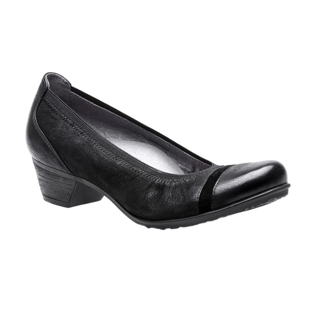 ABEO B.I.O.system Mia Neutral Black Pump Elastic Trim Round Toe Leather 8